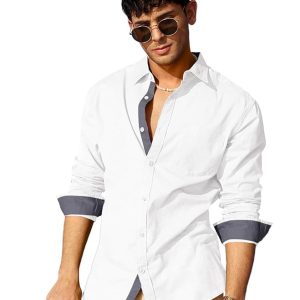 Pinkmint Casual Shirt for Men Stylish Men's Shirt Soild Regular Fit Long Sleeve Formal Wear Purple