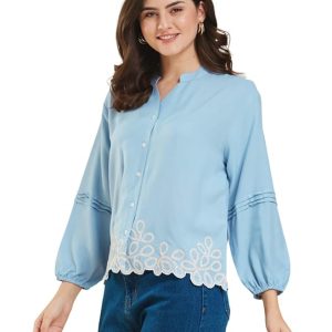 J TURRITOPSIS Women's Rayon Stylish Embroidered Shirt