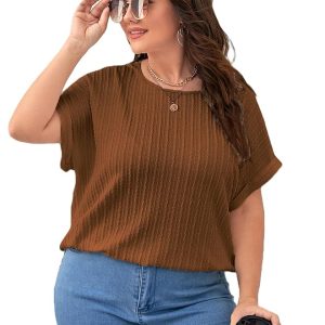 Zilcon Womens Dressy Casual Business Work Tops Summer Half Sleeve Boat Neck Jacquared Top for Women Formal, Casual, Office, Date, Outing, Party Tops