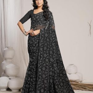 Garden Vareli Lock Chiffon Viscose Brasso Floral Saree