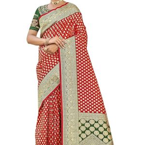 MANOHARI Most Trendy Jacquard Work Woven Saree with Unstitch Blouse Piece
